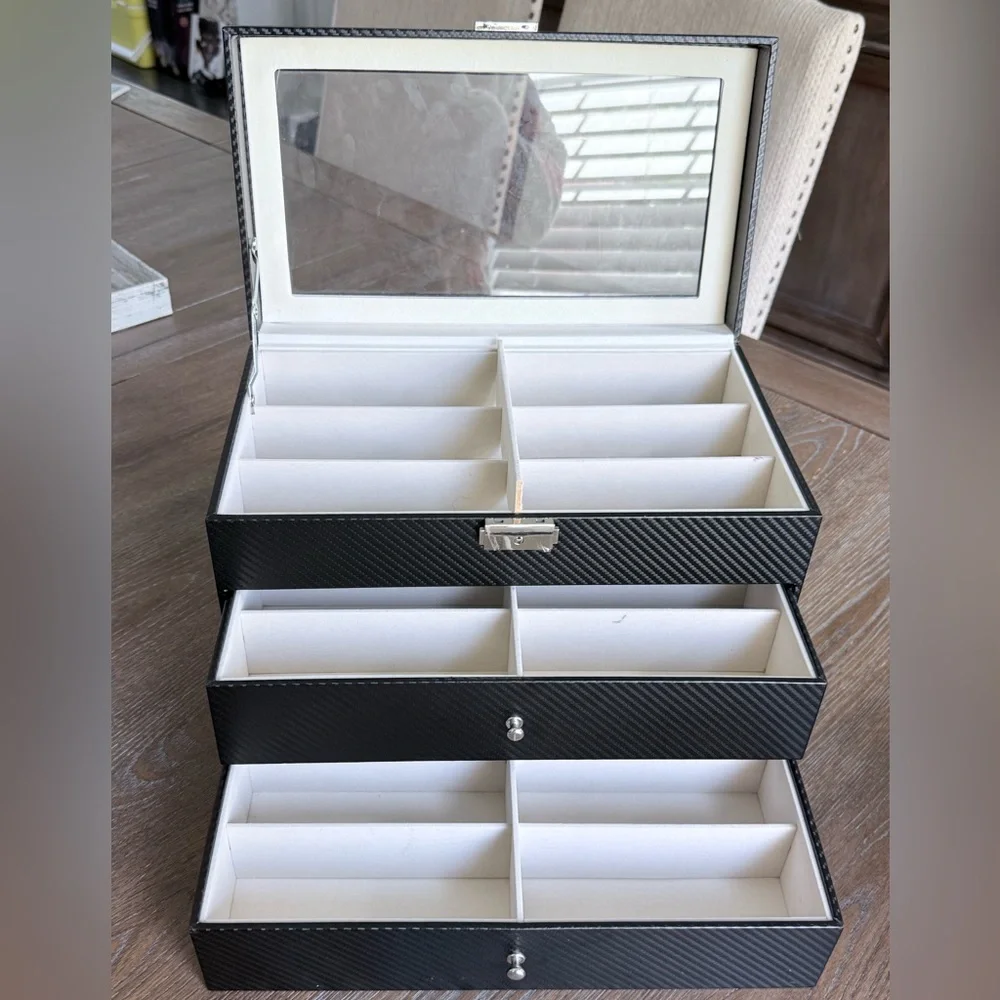 Classic Black 3-Tier Jewelry/ Sunglasses Organizer Box